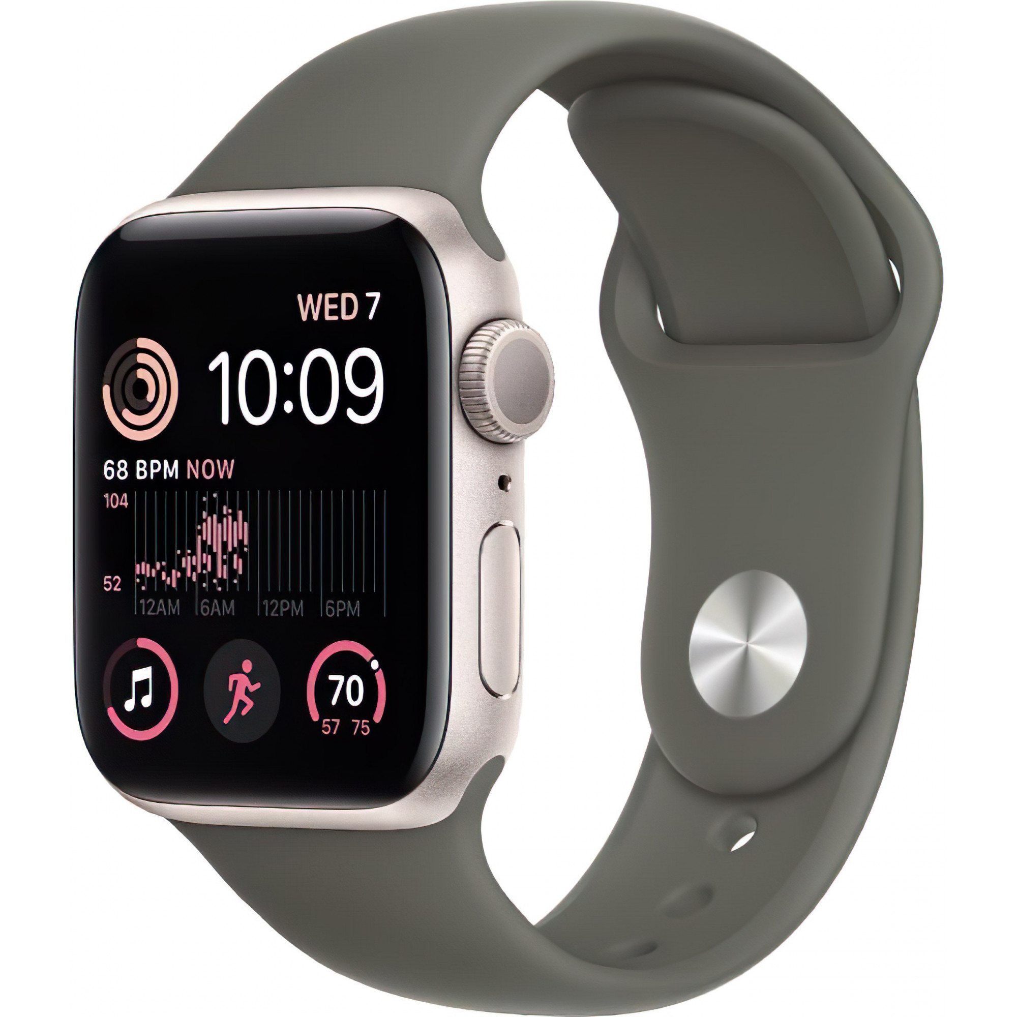 Apple Watch SE 2 GPS 40mm Starlight Aluminum Case w. Olive Sport Band - S-M (MNL73+MR2P3)