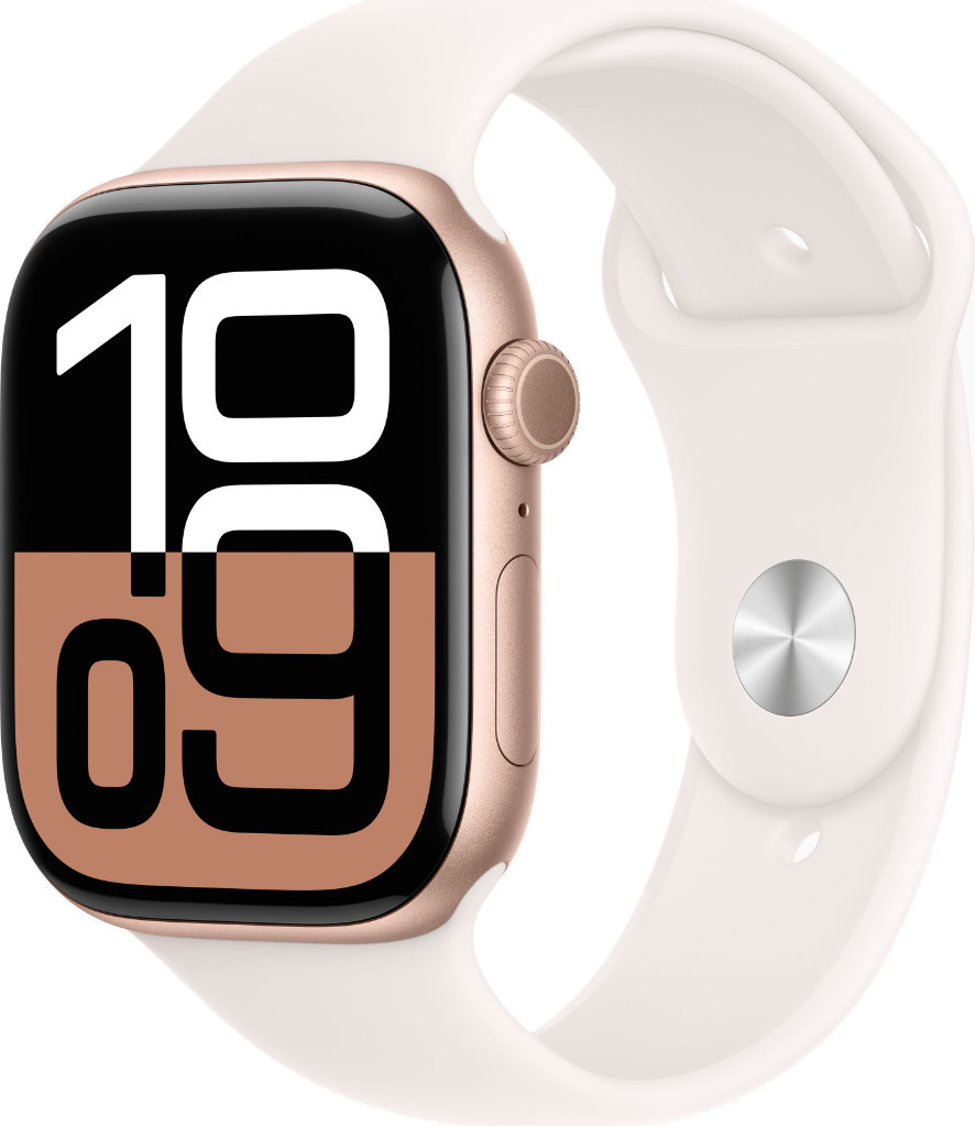 Apple Watch Series 10 GPS 46mm Rose Gold Alu. Case w. Light Blush Sport Band - S-M (MWWT3)