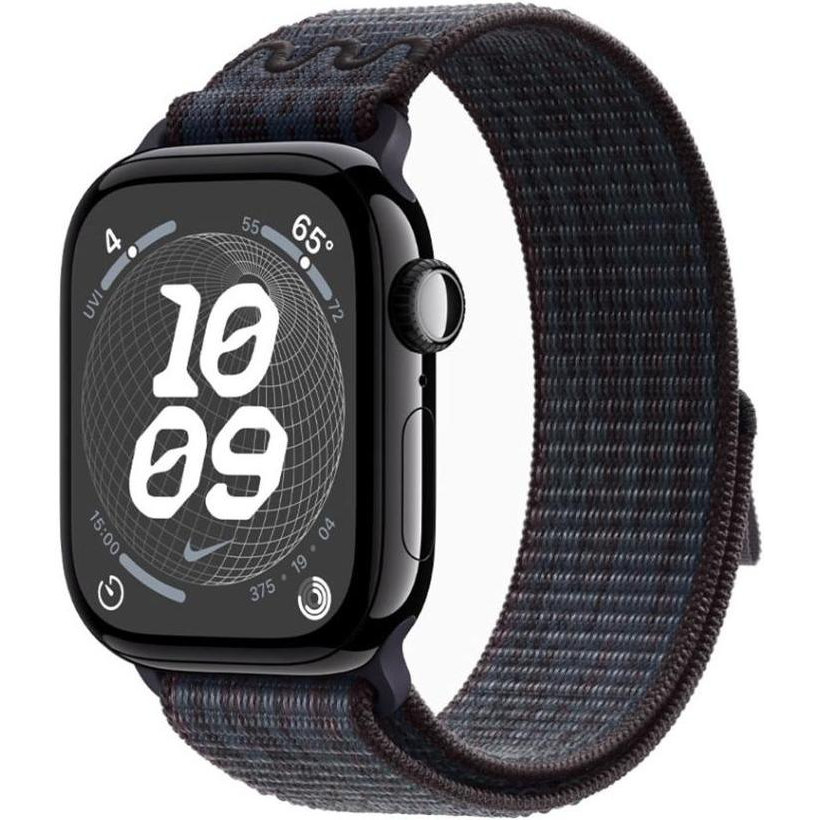 Apple Watch Series 10 GPS 46mm Jet Black Alu. Case w. BlackBlue Nike Sport Loop (MWX13+MYJD3)