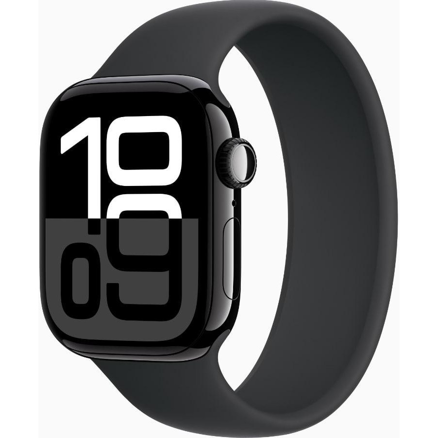 Apple Watch Series 10 GPS 42mm Jet Black Aluminum Case w. Black Solo Loop Size 6 (MWWX3+MY7V3)