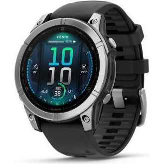 Garmin Fenix E 47mm AMOLED Stainless Steel with Black Silicone Band (010-03025-02-00)