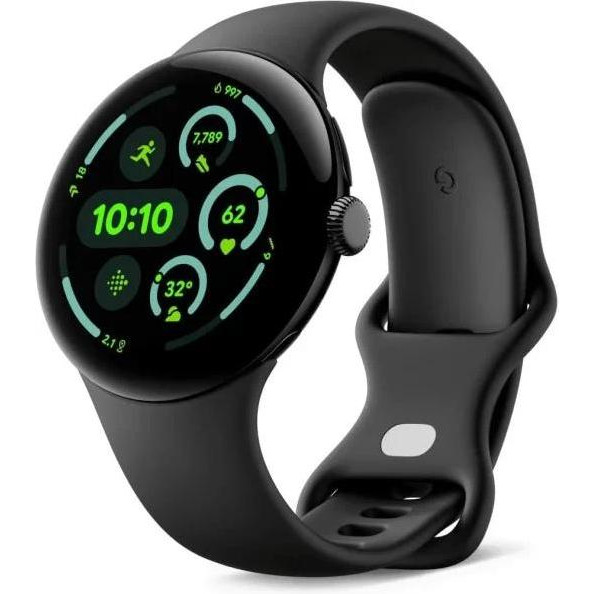 Google Pixel Watch 3 45 mm Wi-Fi Matte Black Aluminum Case-Obsidian Active Band