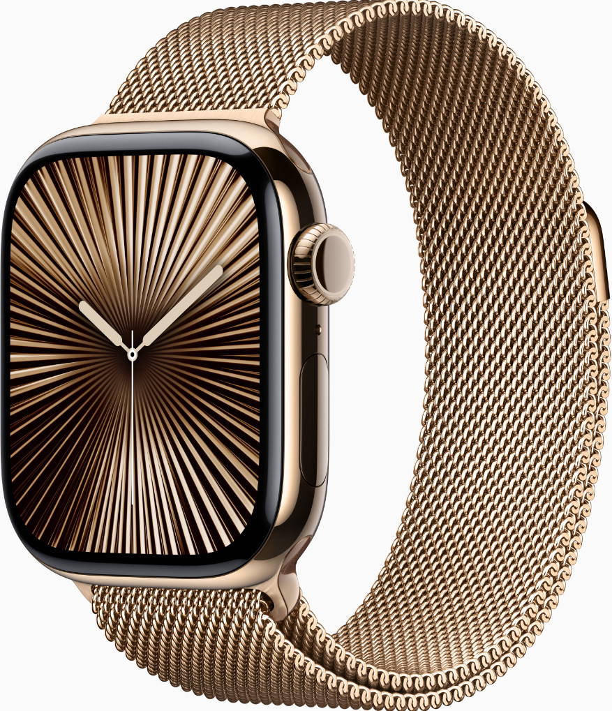 Apple Watch Series 10 GPS + Cellular 42mm Gold Titanium Case w. Gold Milanese Loop (MX083)
