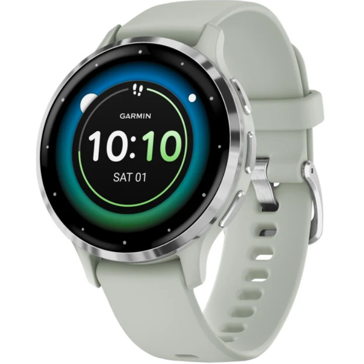 Garmin Venu 3S Silver S. Steel Bezel w. Sage Gray Case and S. Band (010-02785-01-51)
