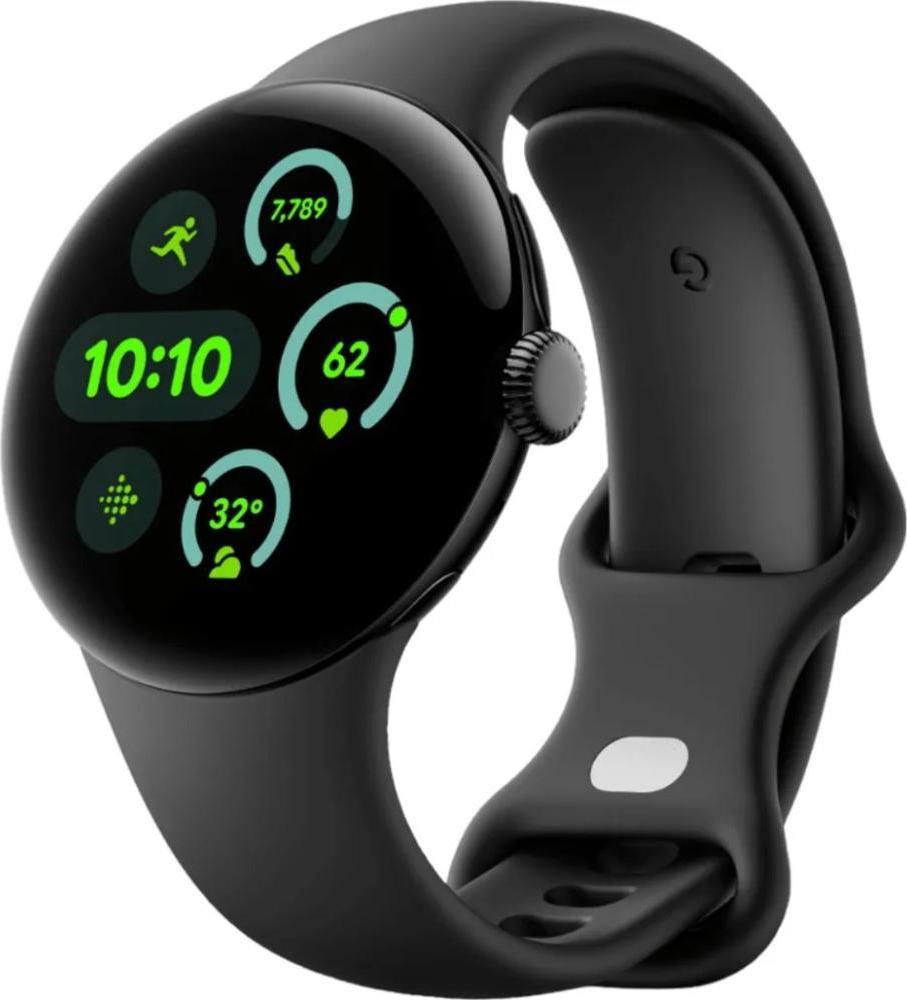 Google Pixel Watch 3 41 mm Wi-Fi Matte Black Aluminum Case-Obsidian Active Band