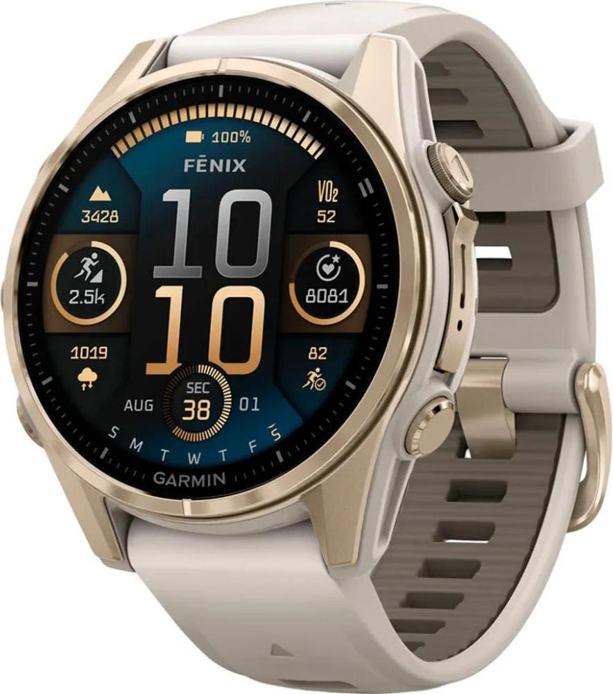 Garmin Fenix 8 43mm AMOLED Sapphire Soft Gold w. Fog Gray-Dark Sandstone S. Band (010-02903-10-11-18)