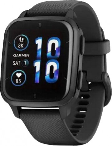 Garmin Venu Sq 2 – Music Edition Slate Aluminum Bezel with Black Case and Silicone Band (010-02700-00-10-80
