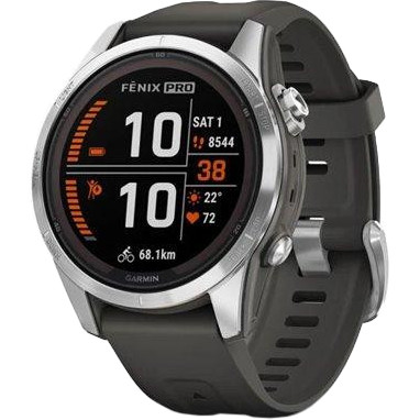 Garmin Fenix 7S Pro Solar Silver w. Graphite Band (010-02776-00-01)