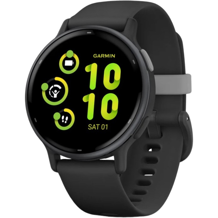 Garmin vivoactive 5 Slate Aluminum Bezel with Black Case and Silicone Band (010-02862-10-50-5A)