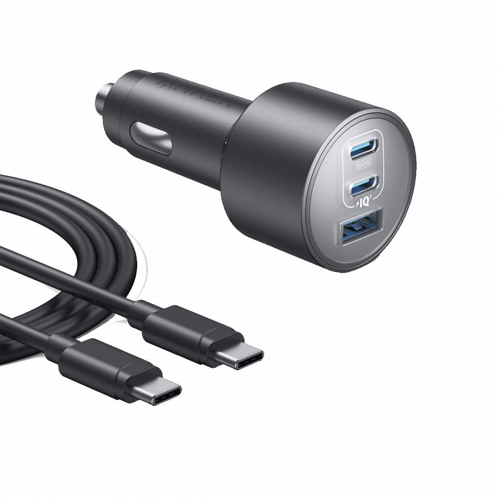 Anker Fast Charger Car 3-Port 167.5W Type-C to Type-C cable (B27370A1)
