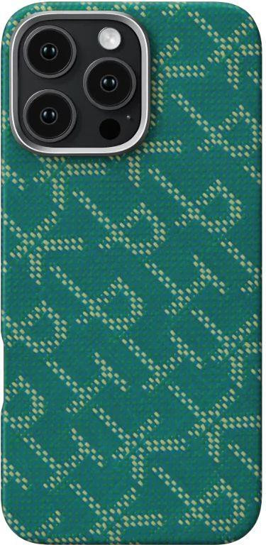 Pitaka Tactile Woven Case Monogram for iPhone 16 Pro - Green-Gold (KI1601PTK)