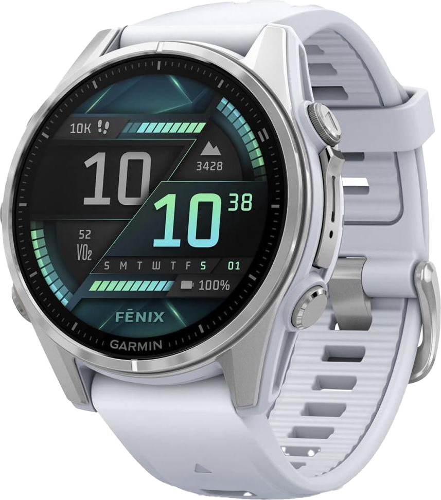 Garmin Fenix 8 43mm AMOLED Silver with Whitestone Silicone Band (010-02903-00-06)