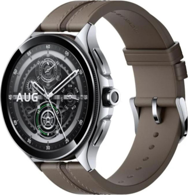 Xiaomi Watch 2 Pro Bluetooth Silver Case with Brown Leather Strap (BHR7216GL)