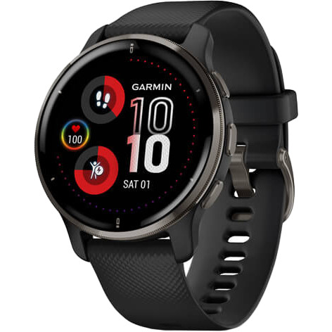 Garmin Venu 2 Plus Slate S. Steel Bezel w. Black Case and S. Band (010-02496-01-11-51))