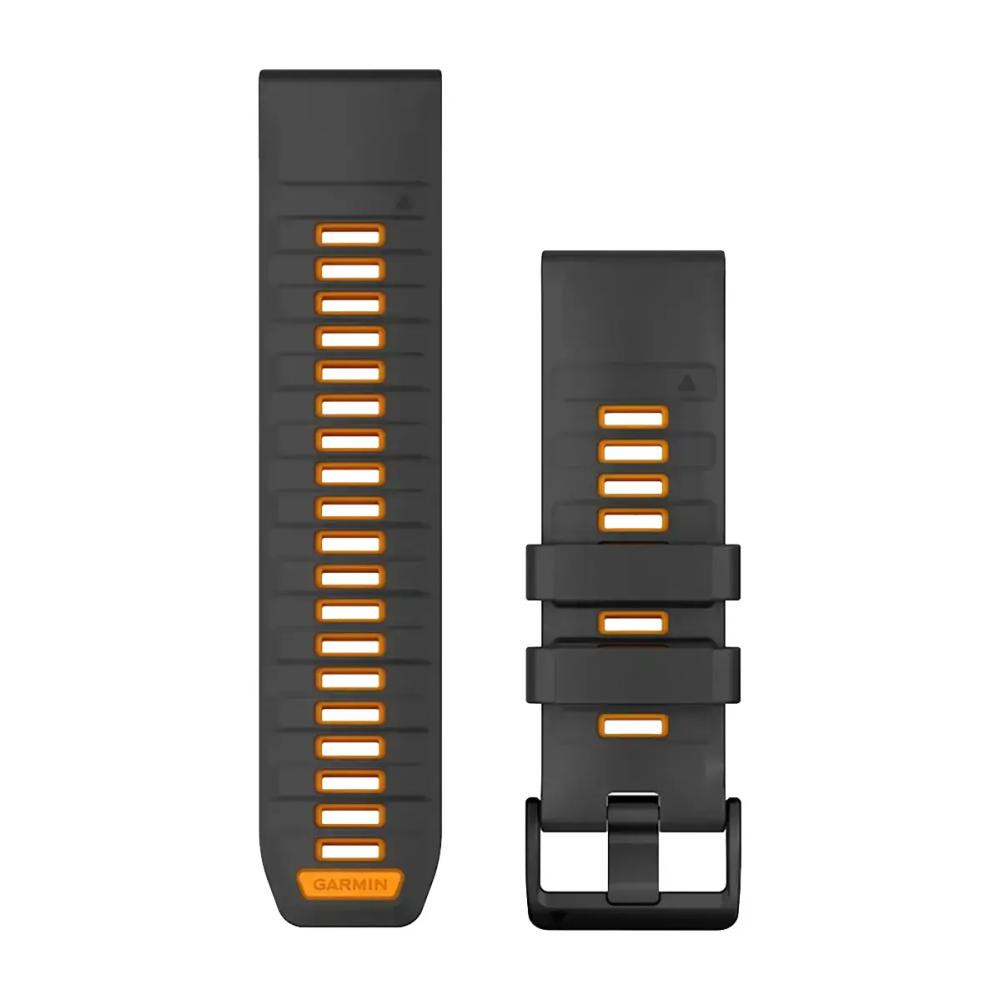 Garmin QuickFit 26 Watch Bands Graphite-Spark Orange Silicone (010-13393-05)