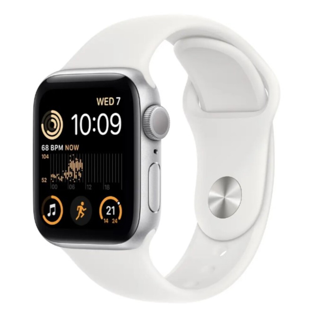 Apple Watch SE 2 GPS 40mm Silver Aluminum Case with White Sport Band (MNJV3)