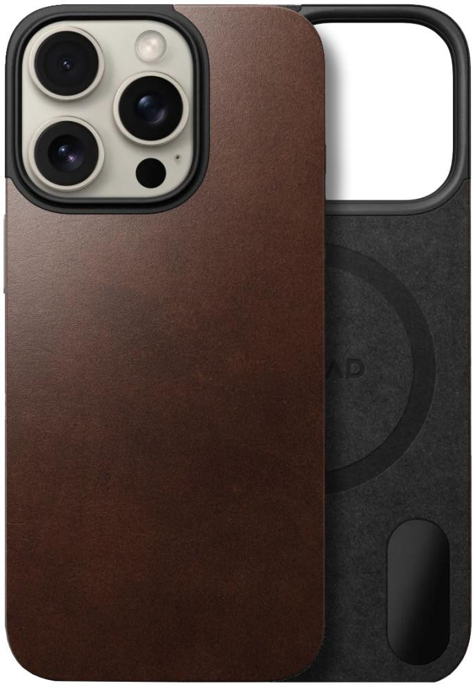 Nomad Magnetic Leather Rustic Brown Horween for iPhone 16 Pro (NM01362685)