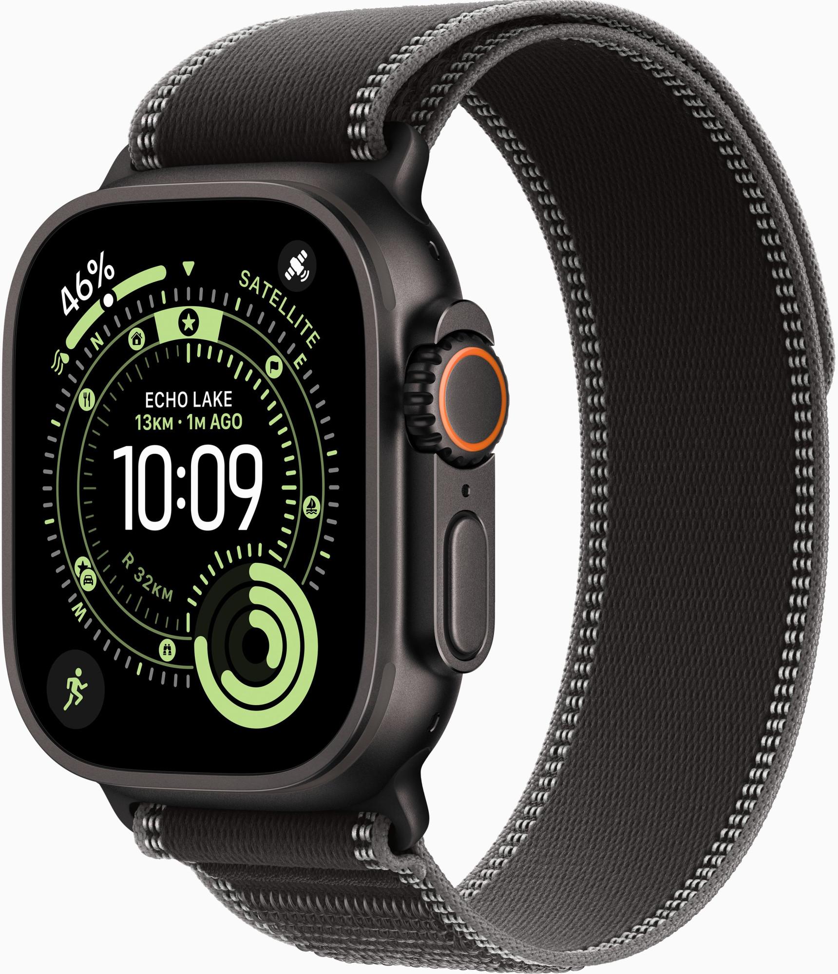 Apple Watch Ultra 3 GPS + Cellular 49mm Black Tit. Case w. Black-Charcoal Trail Loop - S-M (MF1D4)