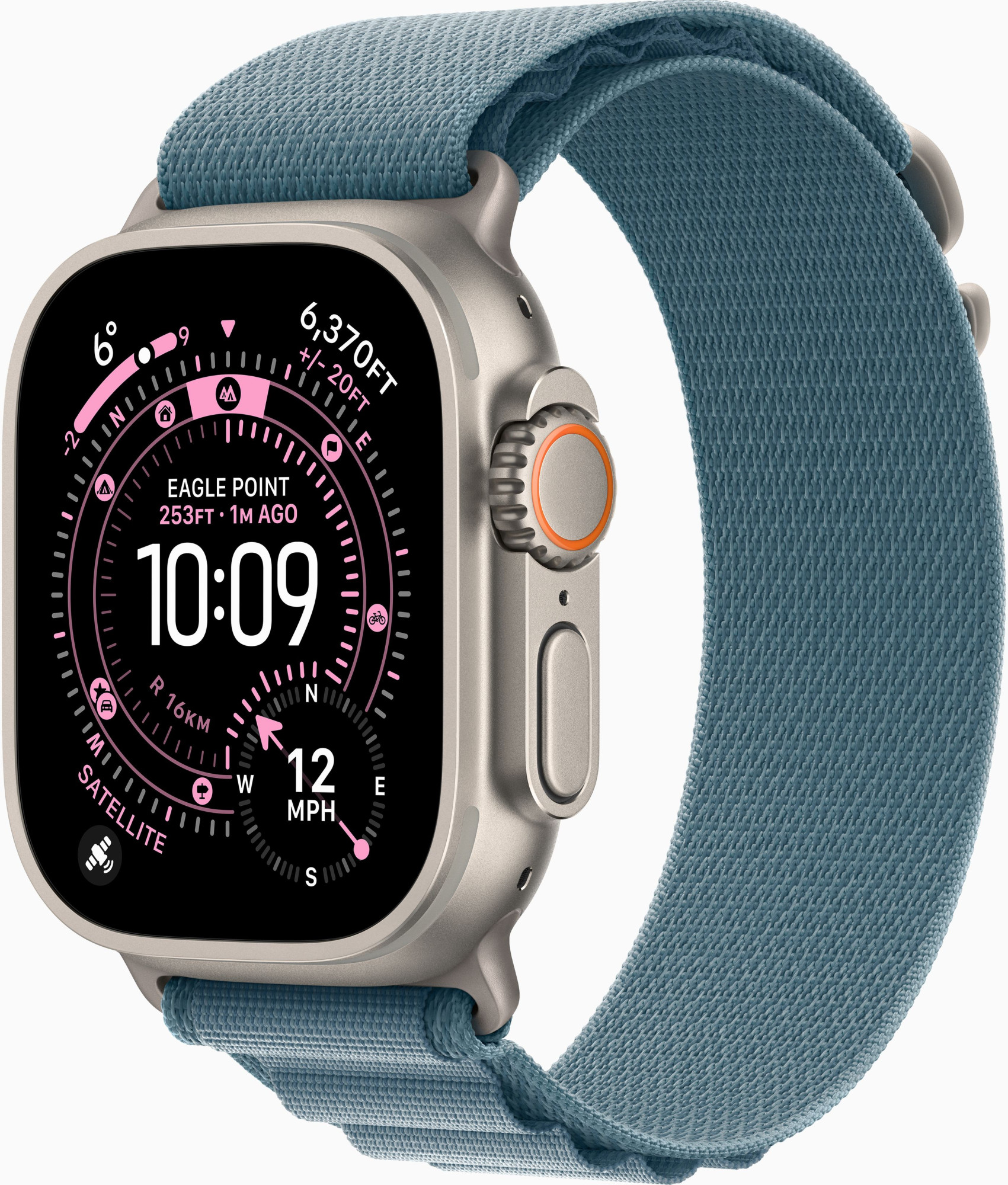 Apple Watch Ultra 3 GPS + Cellular 49mm Natural Tit. Case w. Light Blue Alpine Loop - Medium (MEWM4)