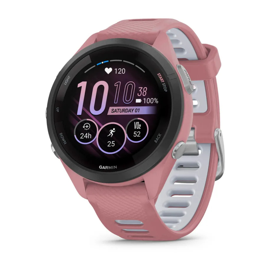 Garmin Forerunner 265S Black Bezel w. Light Pink Case and Light Pink-Whitestone S. Band (010-02810-05-15-55